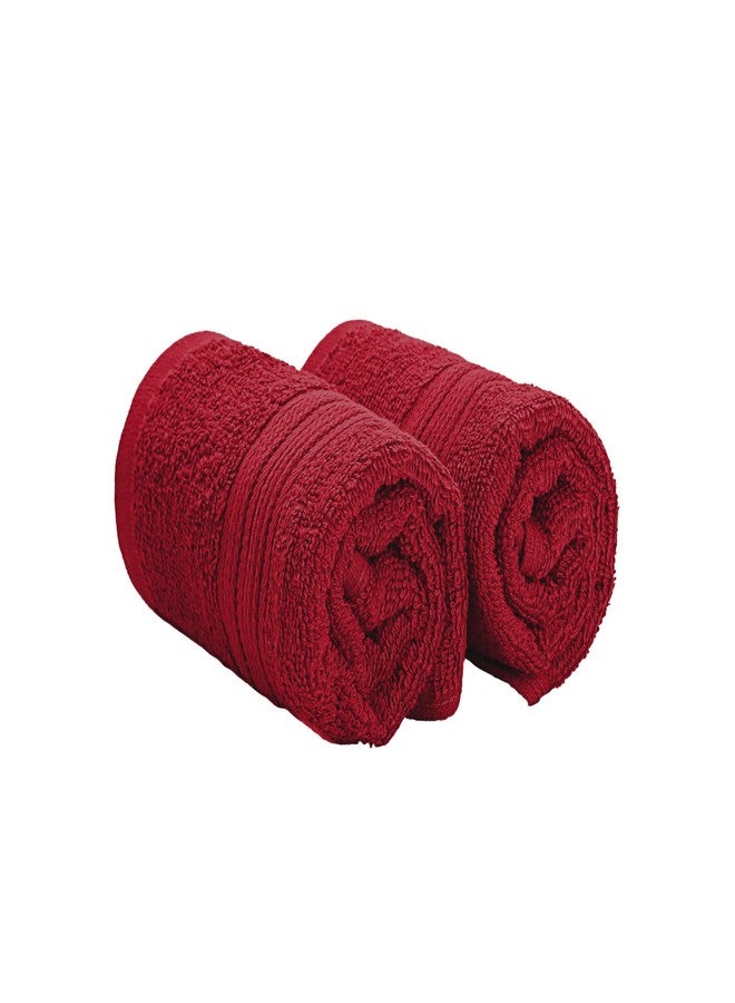 THE HAPPY POD Essential 100% Cotton Hand Towel - Pack of 2, Soft & Absorbent, Quick Dry, Lightweight Towels for Bathroom, Kitchen & Gym| 40 x 60 cm - 380 GSM | Red - Image 1