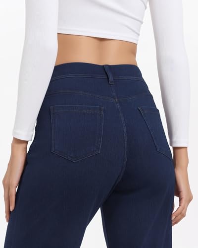 TONIRY Wide Leg Jeans for Women High Waisted, Stretchy Pull On Baggy Denim Pants Casual Trendy Straight Fit Trousers Comfortable and Stylish for Everyday Wear Dark Blue - Image 5