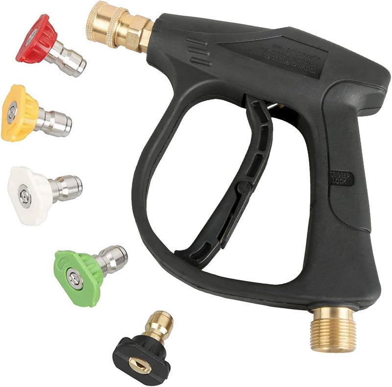 Sooprinse High Pressure Washer Gun,3000 PSI Max with 5 color quick connect Nozzles M22-14 hose connector 3.0 TIP - Image 1