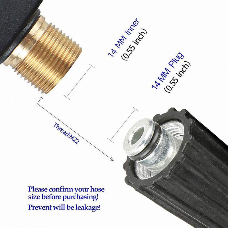 Sooprinse High Pressure Washer Gun,3000 PSI Max with 5 color quick connect Nozzles M22-14 hose connector 3.0 TIP - Image 3
