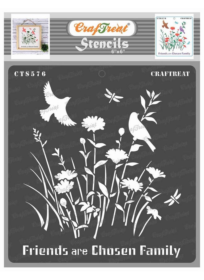 CrafTreat Cattail Leaves Stencils For Painting On Wood Canvas Fabric Floor Wall And Tilefriends Are Chosen Family6X6 Inchesstencils For Home Decorwall Stencils For Paintingbird Stencils  - Image 1