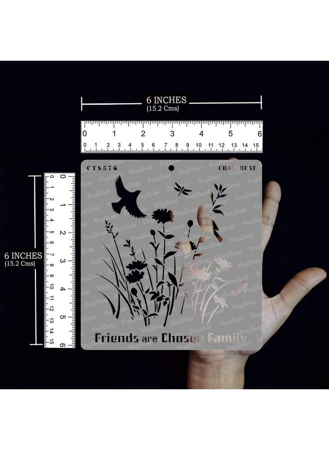 CrafTreat Cattail Leaves Stencils For Painting On Wood Canvas Fabric Floor Wall And Tilefriends Are Chosen Family6X6 Inchesstencils For Home Decorwall Stencils For Paintingbird Stencils  - Image 3