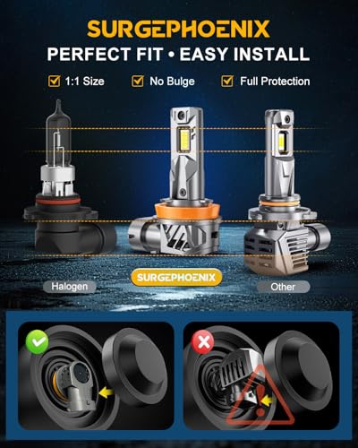 Surgephoenix H11/H9/H8/H16 Light Bulb, 50000LM Super Brighter, 1:1 Mini Size,6500K Cool White H11 Off Road Light or Fog Light Bulbs Pack of 2 - Image 5