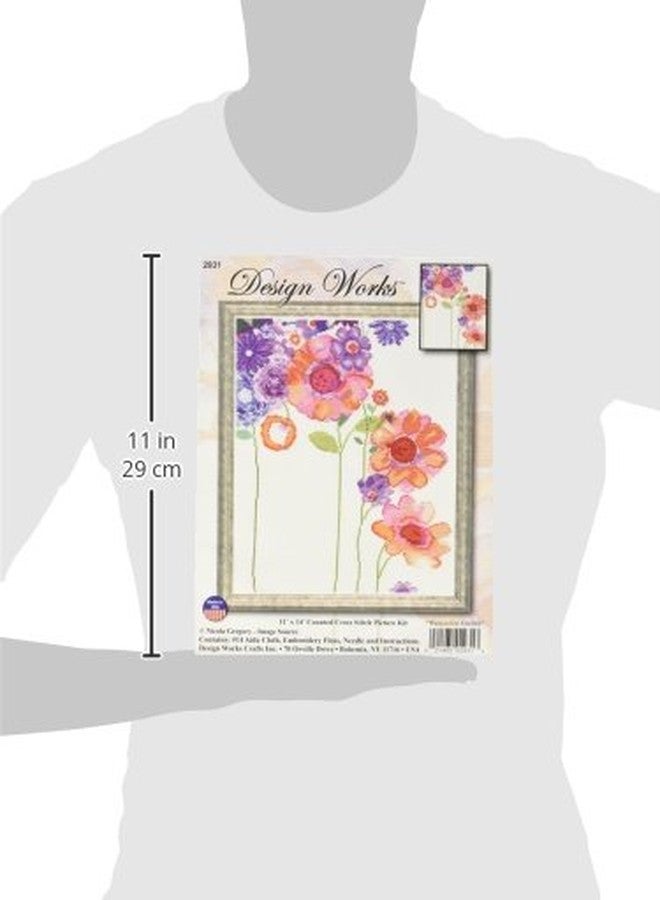 DesignWorks Ink Design Works Crafts 2931 Counted Cross Stitch Kit, Watercolor Garden, 11" X 14" Counted Cross Stitch Kit, Watercolor Garden - Image 2
