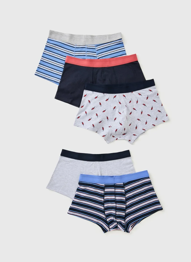 ماتلان 5 Pack Parrot Print Hipster Boxers