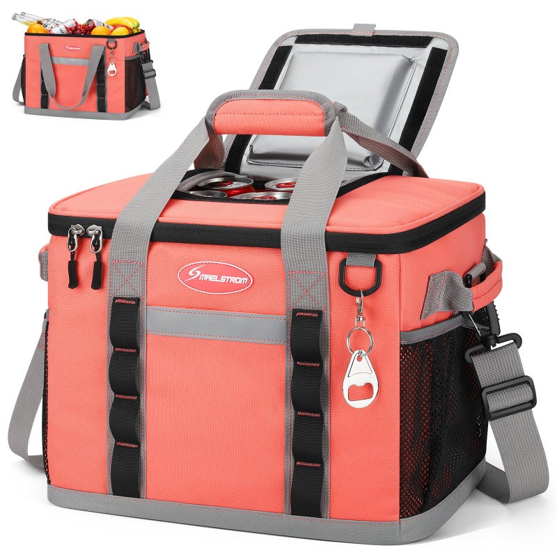 Maelstrom Collapsible Soft Cooler Bag355575 Cans Beach Cooler with Flip Top Lid Ice Chest Leakproof Portable for Beach Camping Road Trips Grocery Shopping Watermelon 35 Can - Image 2