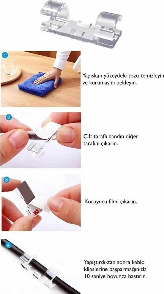 بييف Transparent Adhesive Cable Fixer Organizer Clip 40 Pcs