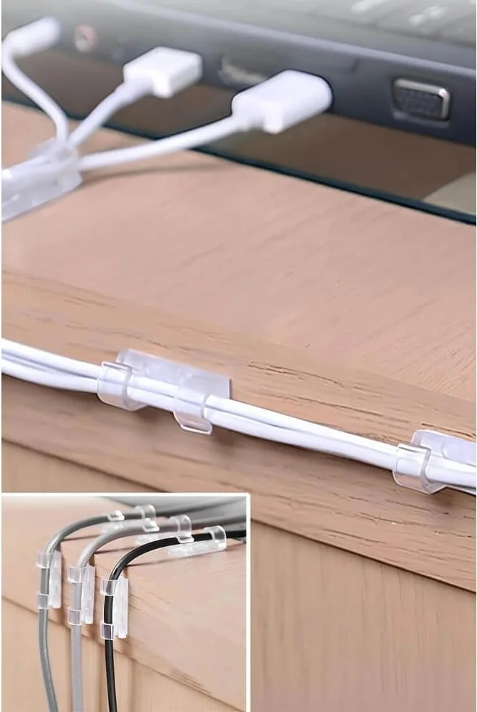 بييف Transparent Adhesive Cable Fixer Organizer Clip 40 Pcs