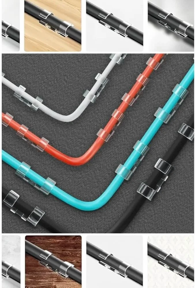 بييف Transparent Adhesive Cable Fixer Organizer Clip 40 Pcs