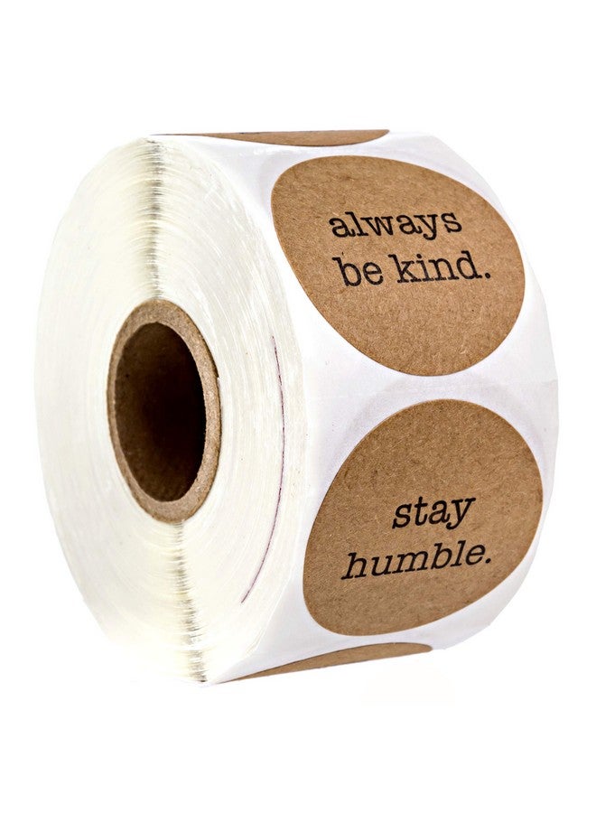إس بي ليبلز ملصقات Be Kind Kraft / 500 ملصق تحفيزي محفز / 6 تصميمات لملصقات بشرية جيدة لجميع المناسبات / 1.5 أختام على شكل ظرف كرافت بني مستدير/صُنعت في الولايات المتحدة الأمريكية - Image 1