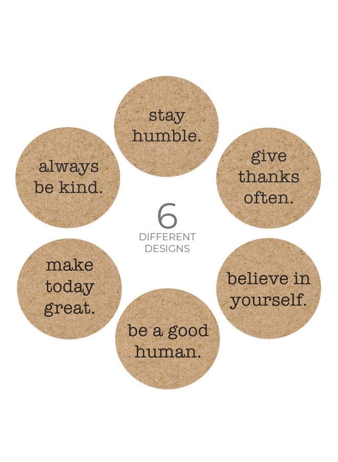 إس بي ليبلز ملصقات Be Kind Kraft / 500 ملصق تحفيزي محفز / 6 تصميمات لملصقات بشرية جيدة لجميع المناسبات / 1.5 أختام على شكل ظرف كرافت بني مستدير/صُنعت في الولايات المتحدة الأمريكية - Image 4