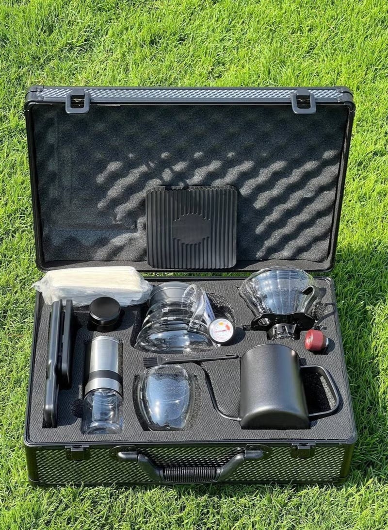 HEPU V60 Upgraded Pour Over Coffee Kit – Complete Barista Brewing Set with 360ml Glass Server, 600ml Gooseneck Kettle, Manual Coffee Grinder, Digital Scale with Timer, Paper Filters, Travel Bag & Accessories, Ideal for Home, Office & Travel Coffee Enthusiasts - Image 3