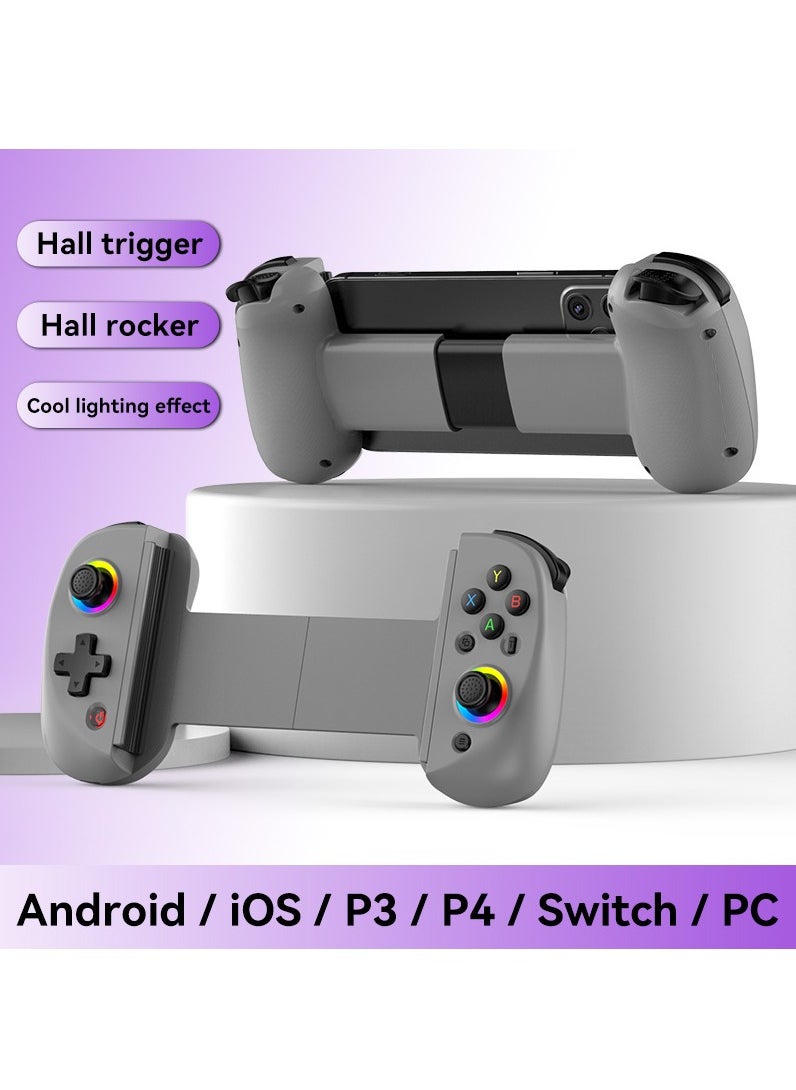 Generic - D8 Mobile Gaming Controller for iPhone/Android/PC/Nintendo Switch/PS4, Cloud Games, with Hall Effect Joystick, 6 Axis Gyro (Grey) - Image 1