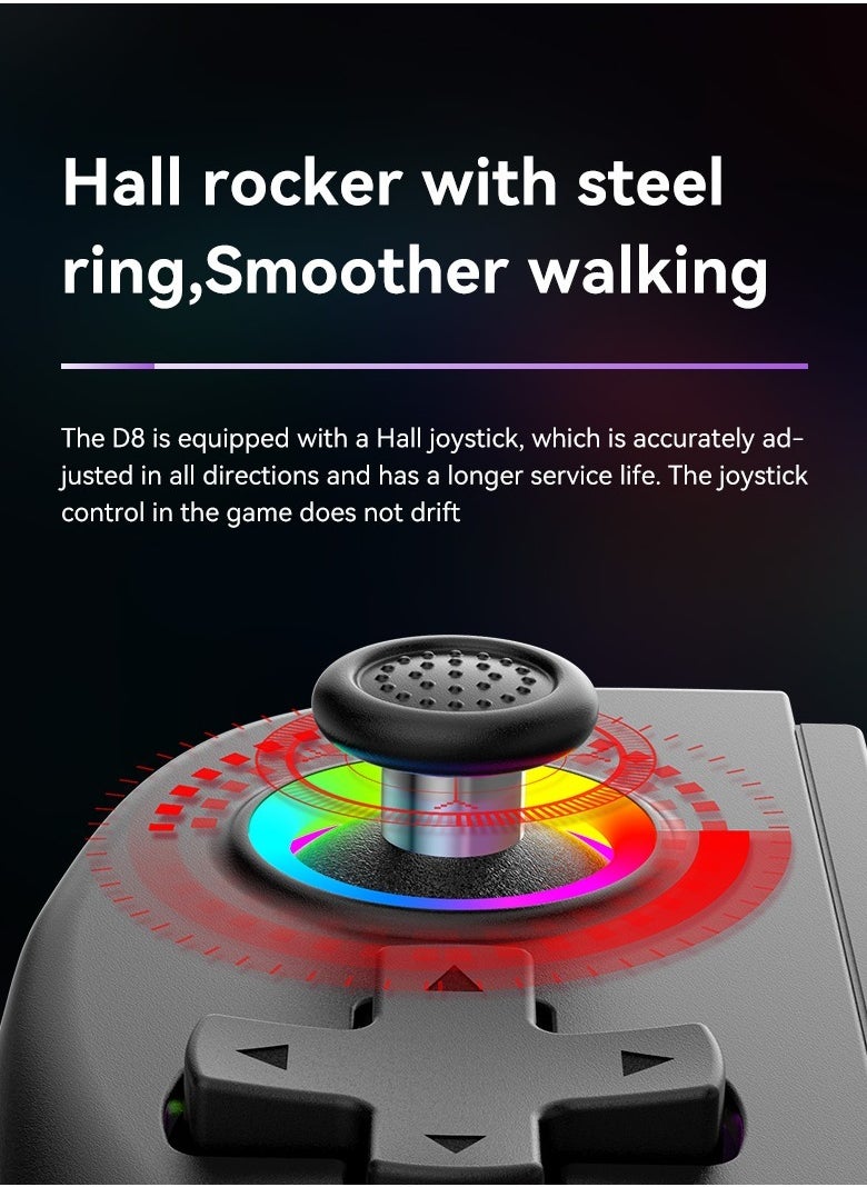 Generic - D8 Mobile Gaming Controller for iPhone/Android/PC/Nintendo Switch/PS4, Cloud Games, with Hall Effect Joystick, 6 Axis Gyro (Grey) - Image 1
