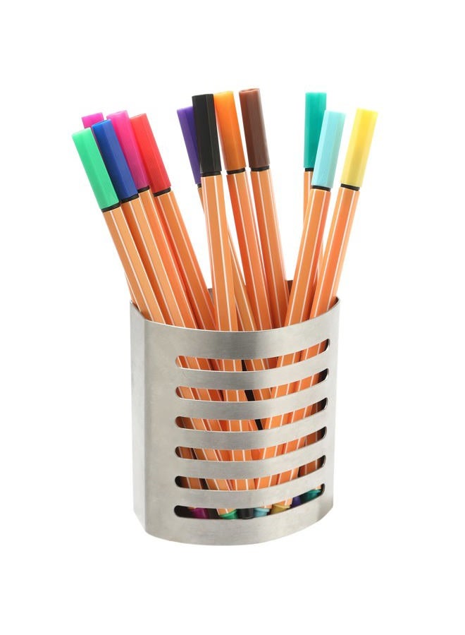 Sanpaint Magnetic Modern Pen and Pencil Holder, Metal Writing Utensil Storage Organizer for Kitchen, Locker, Home, or Office, 3.25" x 1.75" x 3.50", Brushed Stainless Steel - Image 4