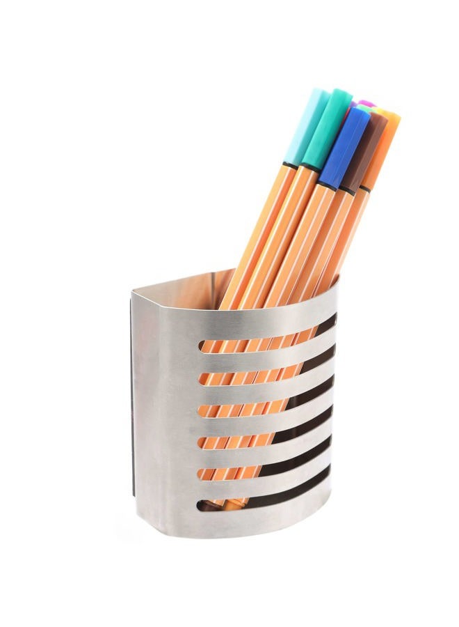 Sanpaint Magnetic Modern Pen and Pencil Holder, Metal Writing Utensil Storage Organizer for Kitchen, Locker, Home, or Office, 3.25" x 1.75" x 3.50", Brushed Stainless Steel - Image 5