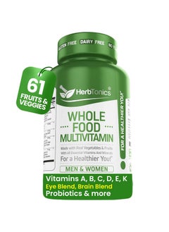 Herbtonics Whole Food Multivitamin for Adults | Multivitamins for Men & Women | Superfoods, Real Raw Veggies, Fruits, Vitamin E, A, B Complex | Vegan Non-GMO 120 Vegetarian Capsules  - Image 1