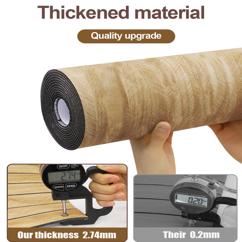 Chejiaye Wood Grain 3D Wall Panel -15.75"x118"Soundproof Self-Adhesive Wall Sticker,Thickened Resistant Removable PVC Wood Grain Wallpaper &Foam Paneling for Wall,Ceiling(Dark Brown,13Sq.ft) - Image 5