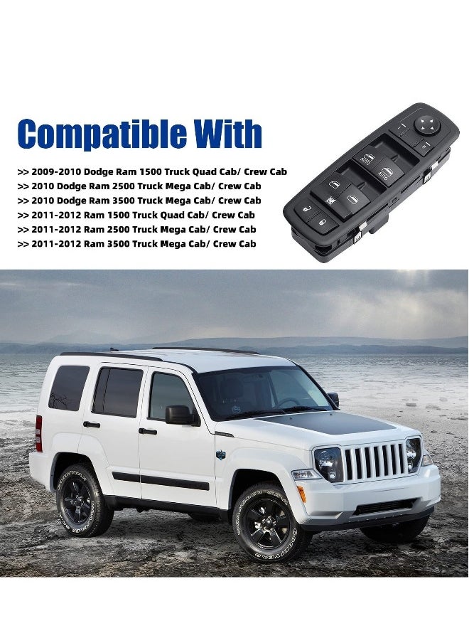 Generic Driver Side Power Master Control Window Switch Replacement for 2009-2012 Dodge Ram 1500 2500 3500, OE Replace 4602863AD 4602863AB 4602863AC 901-473  - Image 2