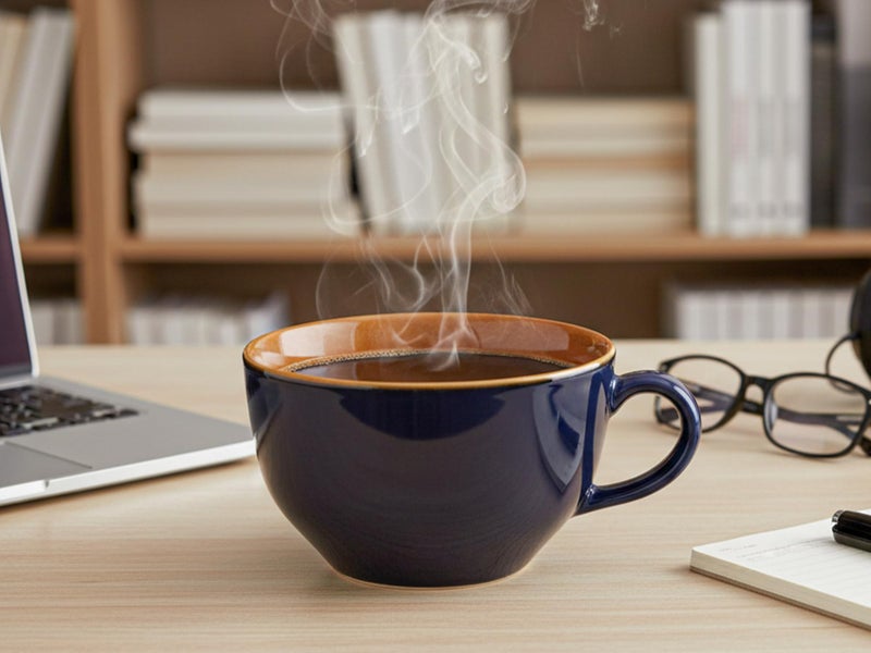 Bodhi House Ceramic Coffee Wide Large Mug with Handle - Set of 2, 350Ml Glossy Finish | Bone Ash Free & Microwave Safe | for Cappuccino, Latte, Green Tea - Royal Blue - Image 5