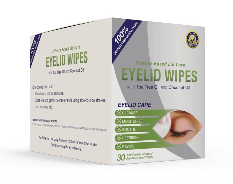 Visual Advantage Premium Eyelid Wipes With Tea Tree and Coconut Oil  Cleansing Wipes for People Itchy Eyes  Box Of 30 Natural Eye Wipes