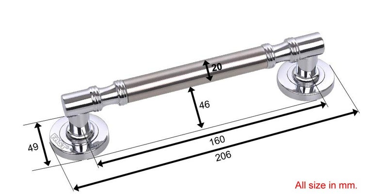 FAST مقبض باب رئيسي من الفولاذ المقاوم للصدأ كروم DH67 للمنازل والمكاتب (فضي 8 بوصة) - Image 2