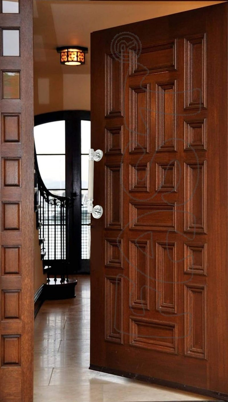 FAST مقبض باب رئيسي من الفولاذ المقاوم للصدأ كروم DH67 للمنازل والمكاتب (فضي 8 بوصة) - Image 3