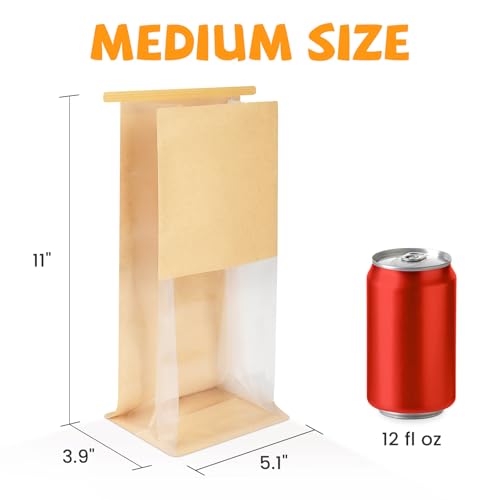 Foranda 50 Pack Bakery Bags with Window 51x39x11 Inches Tin Tie Tab Lock Resealable Cookie Bags for Packaging Bagels Bread Loaf Pastry Baked Goods - Image 5