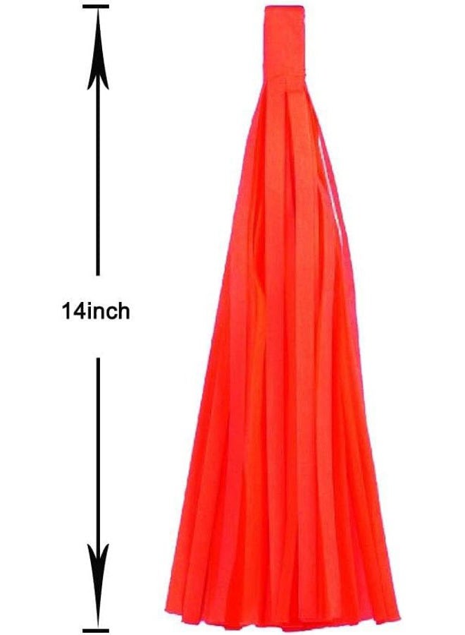 Aimto Rose red Pink and Orange Tassel Garland Banner Paper Tassels for Party Decorations,Pack of 15 - Image 2