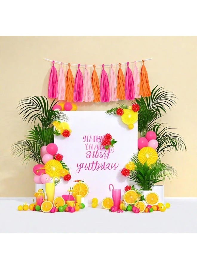 Aimto Rose red Pink and Orange Tassel Garland Banner Paper Tassels for Party Decorations,Pack of 15 - Image 4