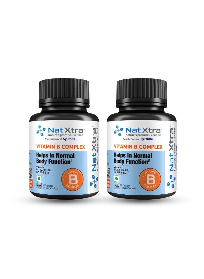 Natxtra | Vitamin B Complex Combo Pack | 60 x 2 Capsules | Supports in Enhancing Normal Body Function - Image 1
