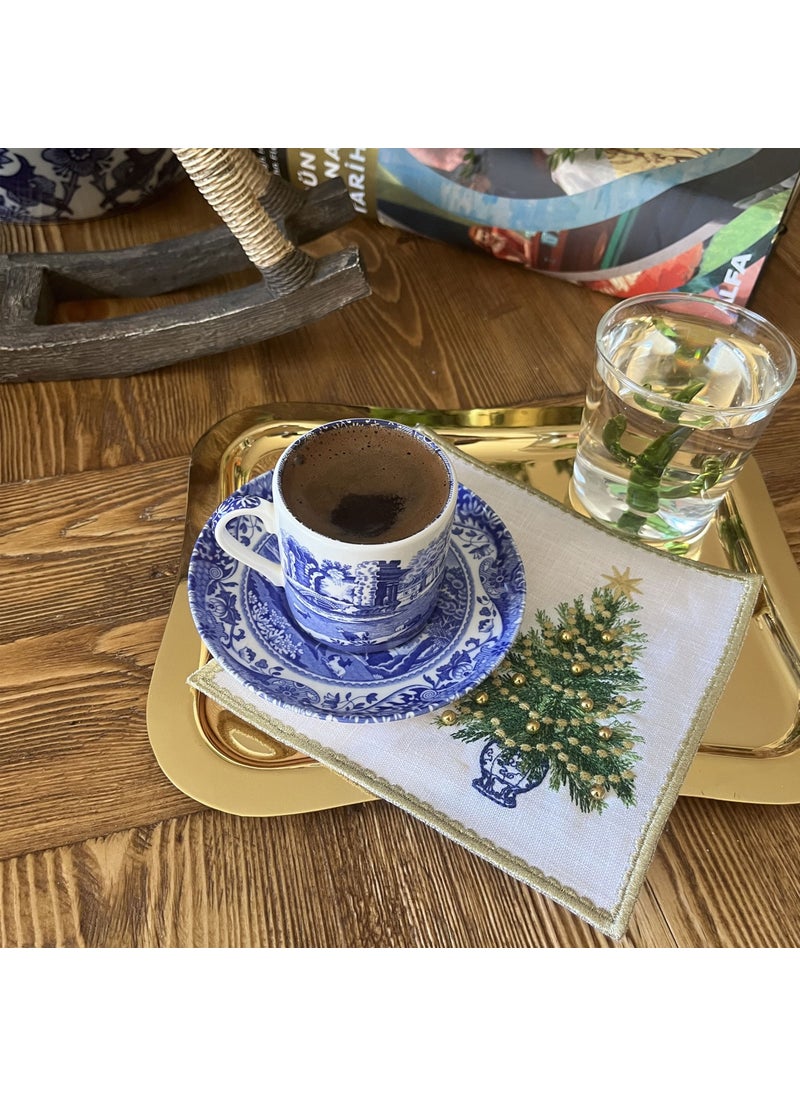 Ge Living Decorative Christmas Tree and Checkered Pattern Cocktail Napkin  - Image 4