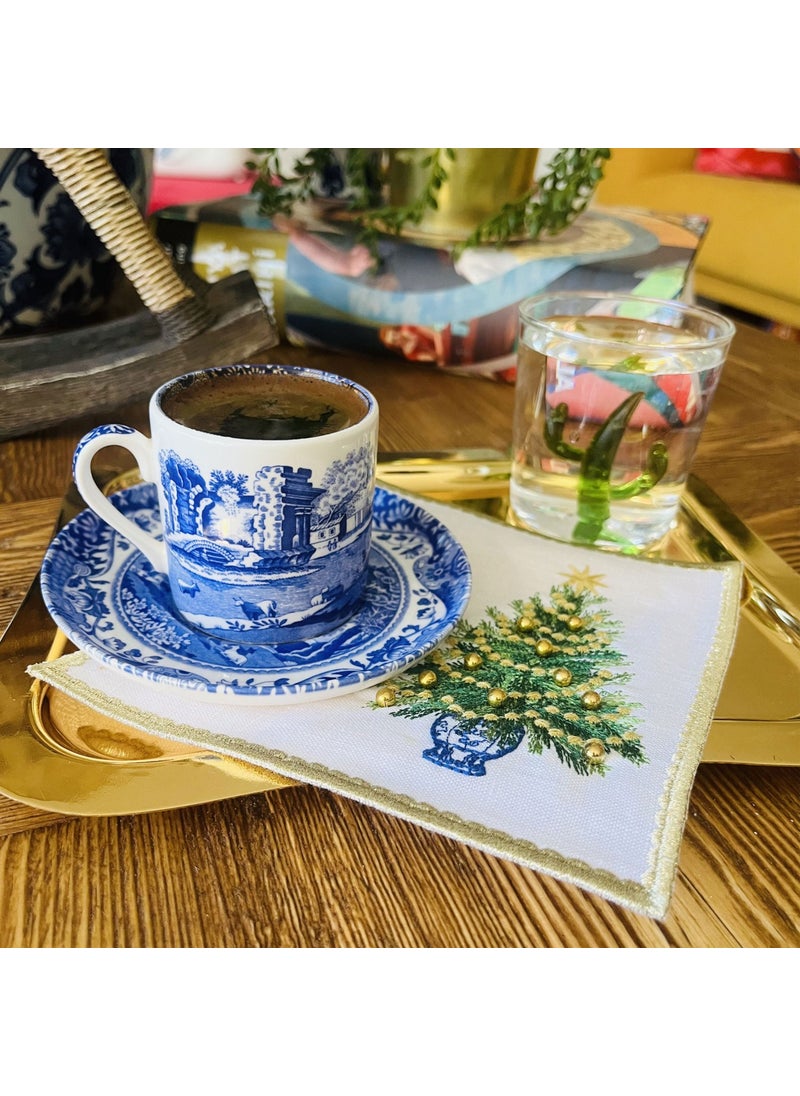 Ge Living Decorative Christmas Tree and Checkered Pattern Cocktail Napkin  - Image 2