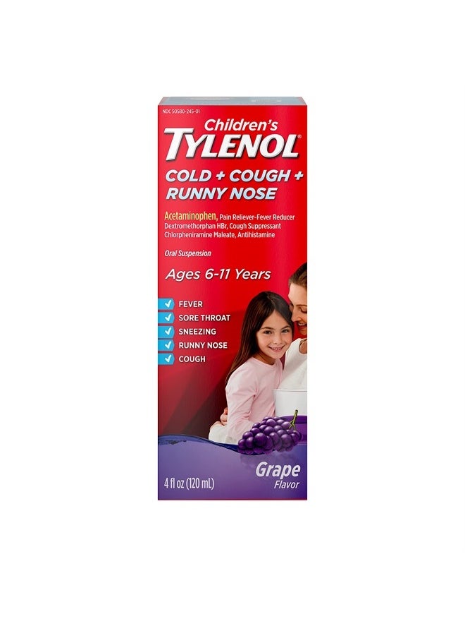 TYLENOL Children's TYLENOL Cold + Cough + Runny Nose Oral Suspension, Grape, 4 Fl. Oz  - Image 1