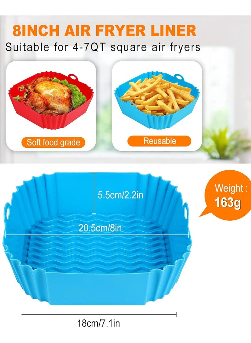 2 Pcs Air Fryer Silicone Liners, 8-Inch Reusable Air Fryer Silicone Pot Non Stick Easy Cleaning Suitable for Oven Microwave - Image 2