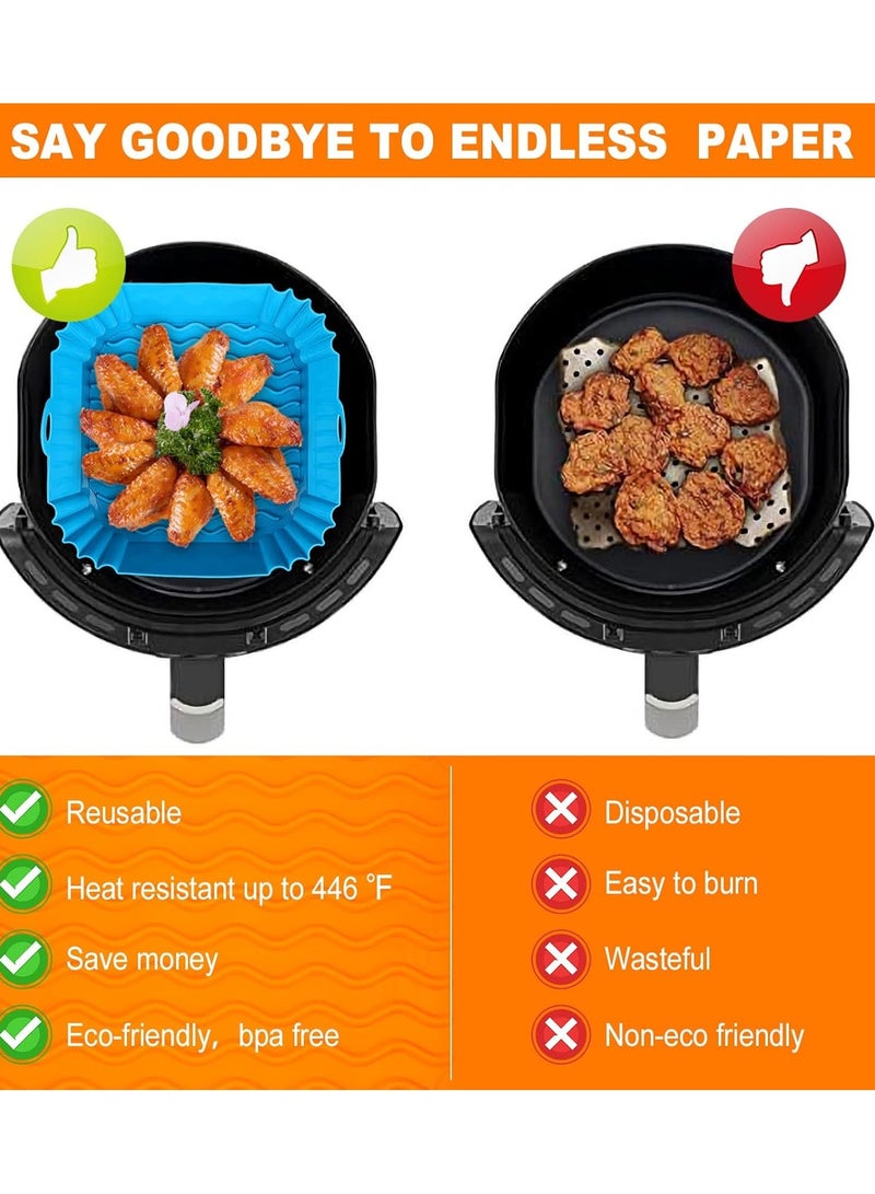 2 Pcs Air Fryer Silicone Liners, 8-Inch Reusable Air Fryer Silicone Pot Non Stick Easy Cleaning Suitable for Oven Microwave - Image 5