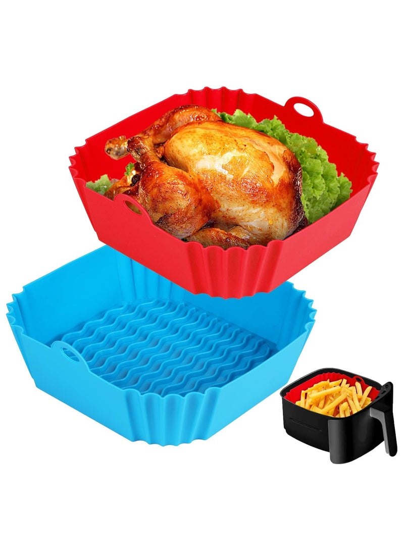 2 Pcs Air Fryer Silicone Liners, 8-Inch Reusable Air Fryer Silicone Pot Non Stick Easy Cleaning Suitable for Oven Microwave - Image 1