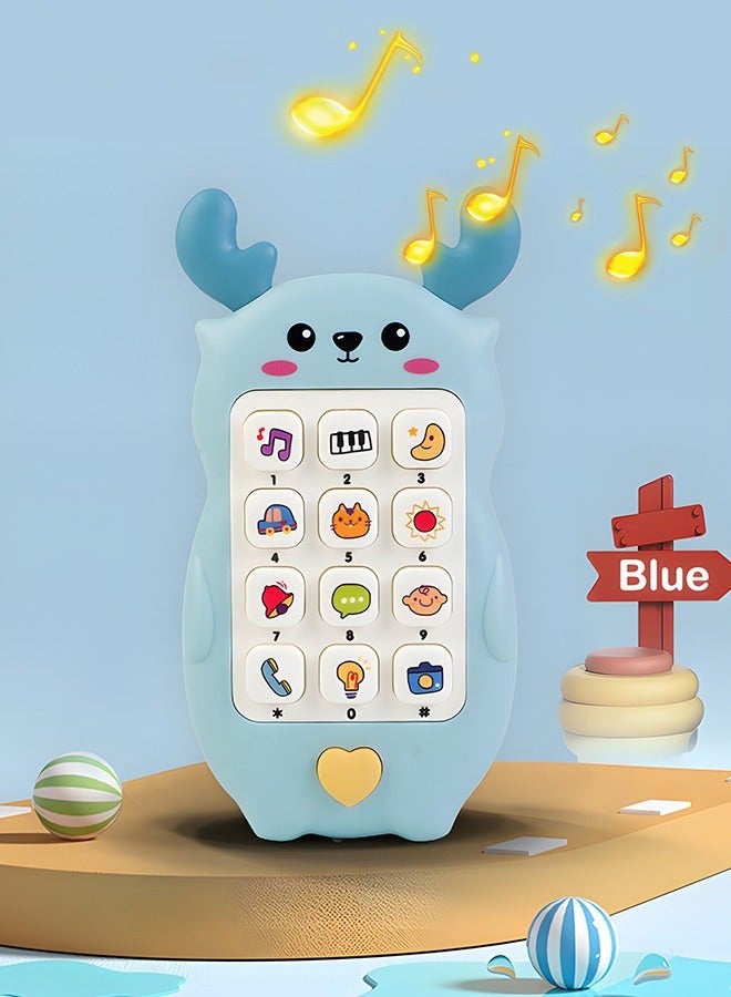 DURKU Baby Deer Shaped Mobile Phone Toy with Teether Case, Light, Music, and Adjustable Volume, Multifunctional Baby Phone Toy with 12 Learning Modes, Teething Toy for Babies, Ideal for Babies Who Enjoy P - Image 1