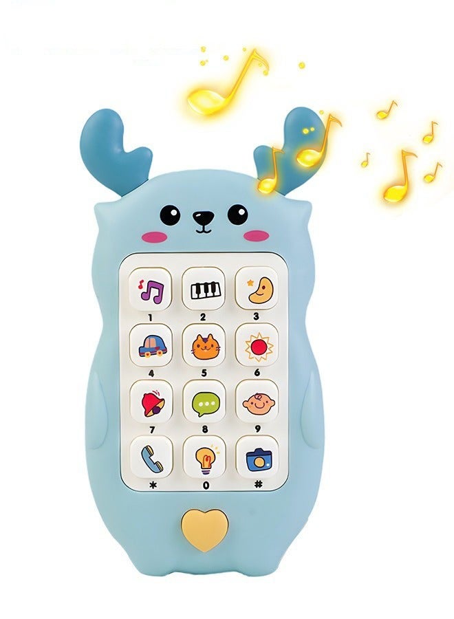 DURKU Baby Deer Shaped Mobile Phone Toy with Teether Case, Light, Music, and Adjustable Volume, Multifunctional Baby Phone Toy with 12 Learning Modes, Teething Toy for Babies, Ideal for Babies Who Enjoy P - Image 2