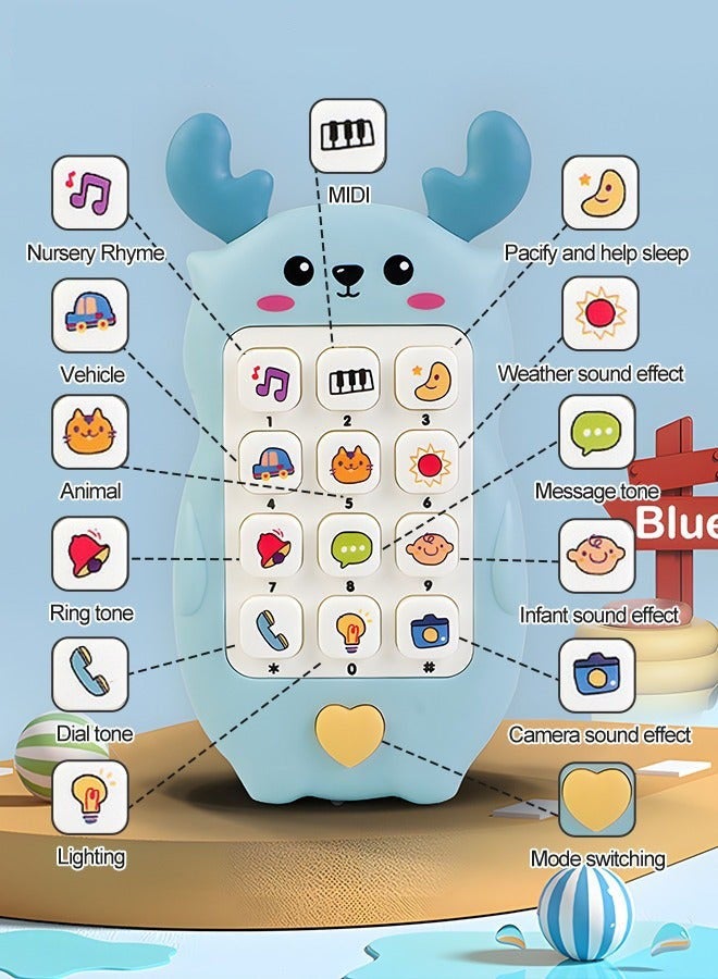 DURKU Baby Deer Shaped Mobile Phone Toy with Teether Case, Light, Music, and Adjustable Volume, Multifunctional Baby Phone Toy with 12 Learning Modes, Teething Toy for Babies, Ideal for Babies Who Enjoy P - Image 3