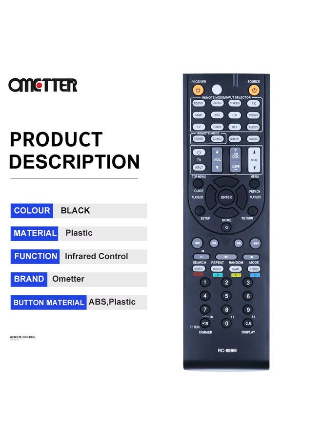 RC-898M For Onkyo Parts AV Receiver Remote Control TX-NR545 TX-NR646 TX-NR747 RC898M TXâ€‘NR5008 TXâ€‘NR709