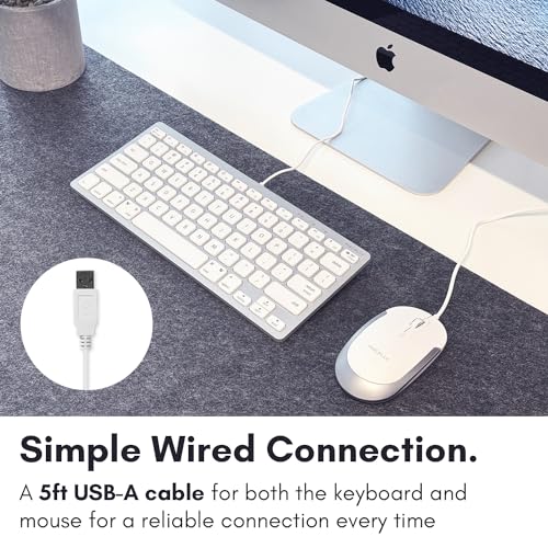 Macally USB Wired Keyboard and Mouse Combo for Mac and PC - Save Space with a Compact Small Apple Keyboard and Mouse for MacBook Pro/Air, iMac Mini/Pro - Image 3