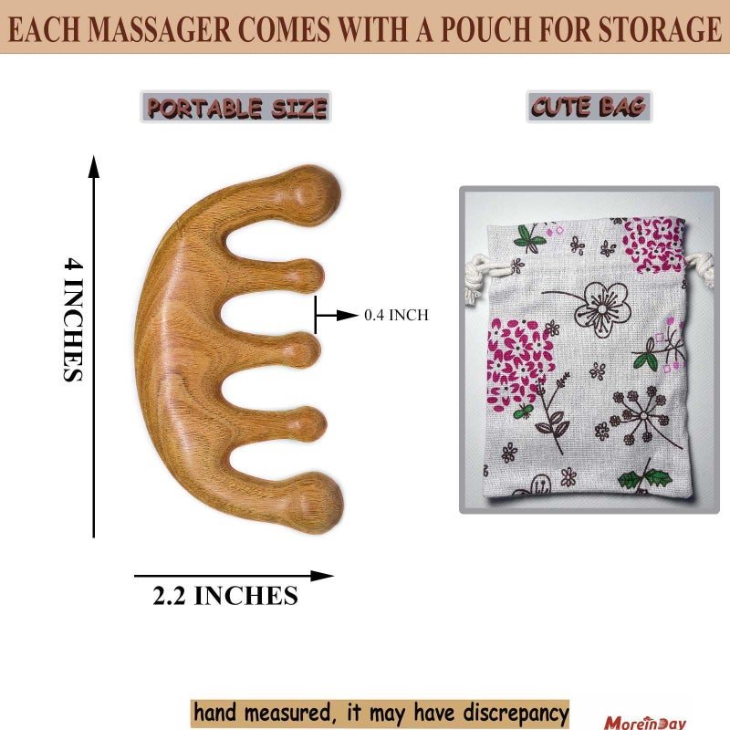 Moreinday Wooden Massage Comb, Wooden Scalp Massager, Scalp Gua Sha for Stress Relax, Loc Comb for Sisterlocks - Green Sandalwood - Image 3