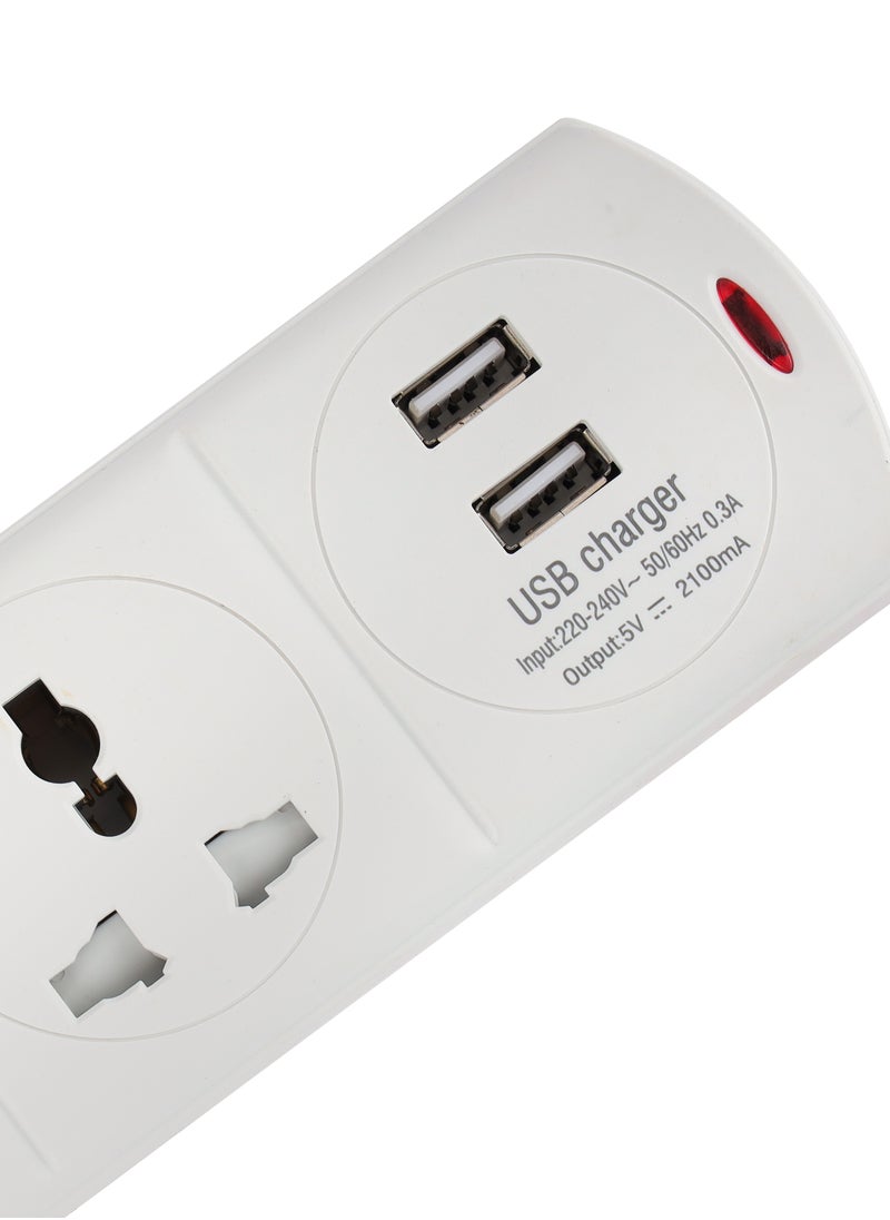 Olsenmark - Olsenmark 3 Way Universal Power Extension Socket With 2 USB 2.1A, 3M Cable 13A - Image 1