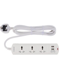 Olsenmark Olsenmark 3 Way Universal Power Extension Socket With 2 USB 2.1A, 3M Cable 13A  - Image 1