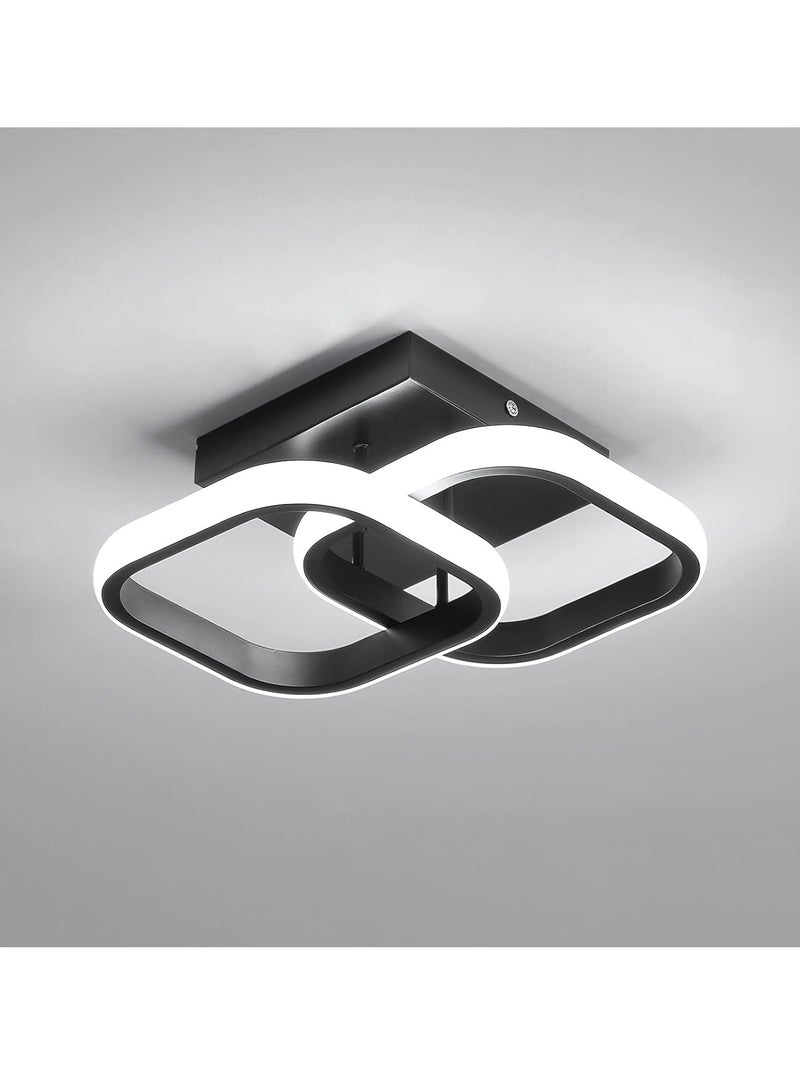 Haikomin Modern Led Ceiling Light, 2 Lights (Black) Ceiling Lights Fixture, Cool/Warm/Daylight 3 Colors Temperature Switchable Flush Mount for Hallway Entry Corridor Livingroom - Image 1