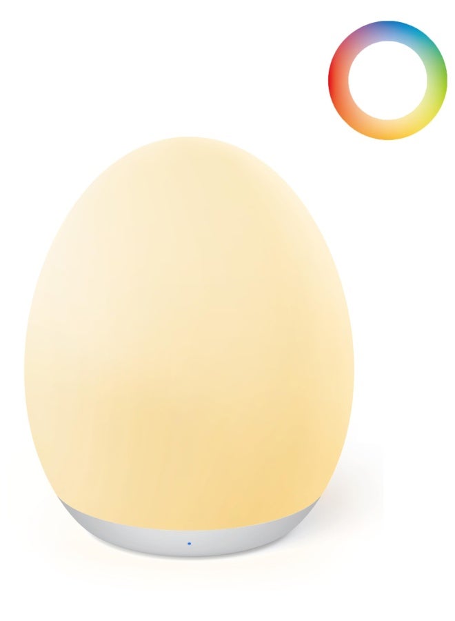 Jolywell Night Light For Kids Egg Light For Nursery With 7 Rgb Colors Changeable And Stepless Dimming Rechargeable Tap Light With 1H Timer And Touch Control Portable Night Light For Babies Bpa Free  - Image 1