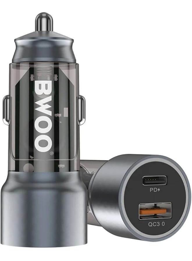 بوو قطعتين من شاحن السيارة الأصلي السريع ثنائي المنفذ بقوة 45 وات (العلامة التجارية) - Image 1