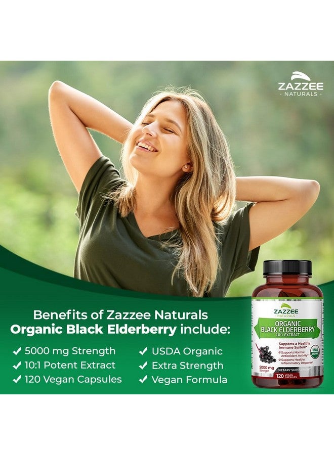 Zazzee USDA Organic Black Elderberry 10:1 Extract, 5000 mg Strength, 120 Vegan Capsules, 2 Month Supply, Standardized, Concentrated 10X Extract, 100% Vegetarian, All-Natural, Non-GMO, Made in The USA - Image 4
