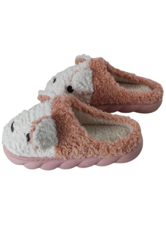 Generic - Winter Sapoh for Women, Women's Fluffy Fur Slipper, Short Slippers of Wool Velvet, Animal Face and Ears, Women's Indoor Sandals, Non-Slip Kochi Sole, Fluffy Shoes, Pink - Image 1